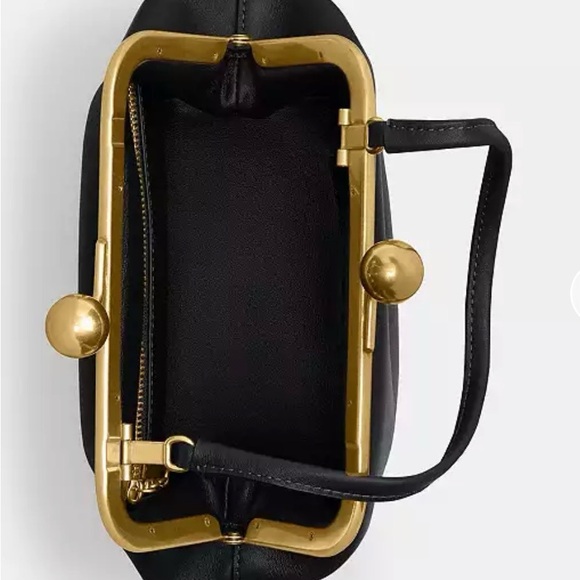 Coach Black and Gold Clutch with Heart Clasp - Picture 5 of 8